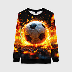 Женский свитшот Футбольный мяч в огне