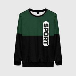 Женский свитшот Sport чёрно-зелёный с белым