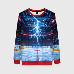 Женский свитшот Удар молнии в хоккейную площадку