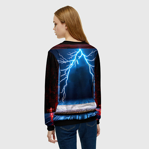 Женский свитшот Айкидоист и молния / 3D-Черный – фото 4