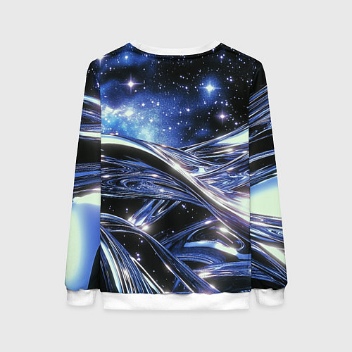 Женский свитшот Закрученные линии и звезды - космическая абстракци / 3D-Белый – фото 2