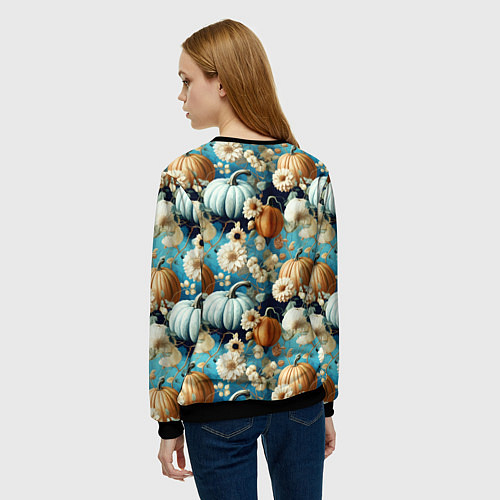 Женский свитшот Маленькие тыковки / 3D-Черный – фото 4