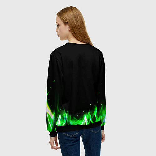 Женский свитшот Сектор газа зеленый огонь / 3D-Черный – фото 4