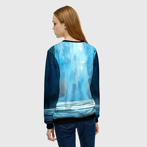 Женский свитшот Боец крав-мага на синем / 3D-Черный – фото 4