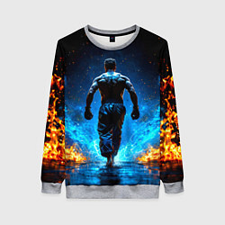 Женский свитшот Боец крав-мага в синем пламени