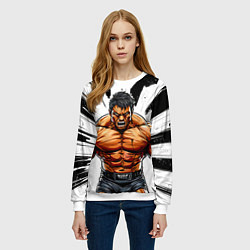 Свитшот женский Мощный реслер, цвет: 3D-белый — фото 2