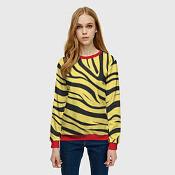 Свитшот женский Светлый тигровый паттерн, цвет: 3D-красный — фото 2