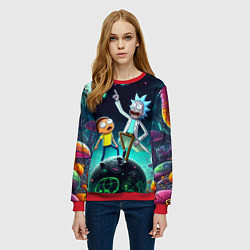 Свитшот женский Рик и Морти на планете сказочных грибов, цвет: 3D-красный — фото 2