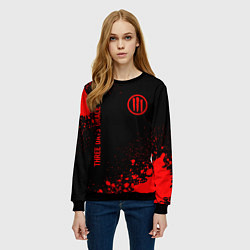 Свитшот женский Three Days Grace - red gradient вертикально, цвет: 3D-черный — фото 2