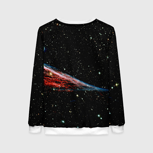 Женский свитшот Котёнок космонавт в открытом космосе / 3D-Белый – фото 2