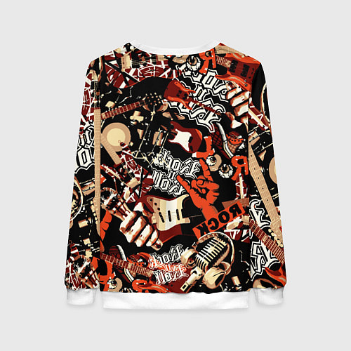 Женский свитшот Nirvana Kurt Cobain на фоне гитар / 3D-Белый – фото 2