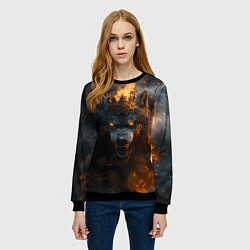 Свитшот женский Волк в огне, цвет: 3D-черный — фото 2
