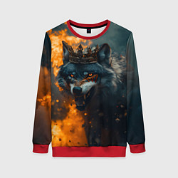 Свитшот женский Злой волк в огне, цвет: 3D-красный