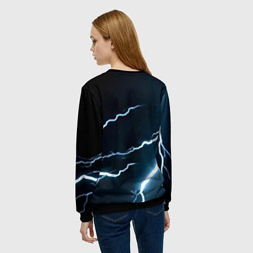 Женский свитшот Мухаммед Али и молния / 3D-Черный – фото 4