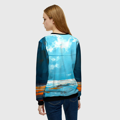 Женский свитшот Кикбоксер в синем / 3D-Черный – фото 4