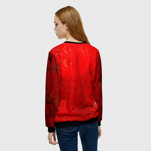 Женский свитшот Кикбоксер в красном / 3D-Черный – фото 4