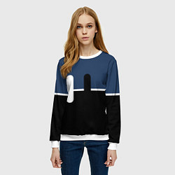 Свитшот женский Простая абстракция сине-чёрный с белым, цвет: 3D-белый — фото 2