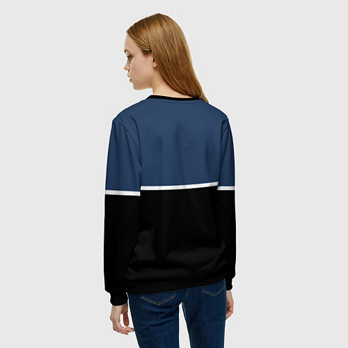 Женский свитшот Sport сине-чёрный с полосой / 3D-Черный – фото 4