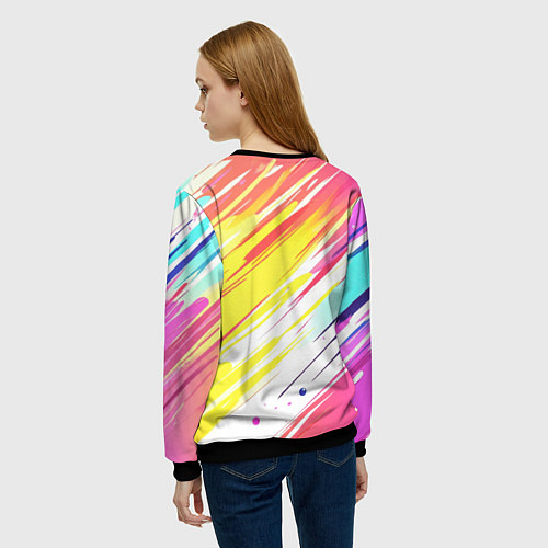 Женский свитшот Брызги краски на белом фоне / 3D-Черный – фото 4