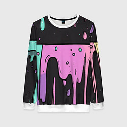 Свитшот женский Стекающая краска текстура, цвет: 3D-белый