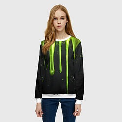 Свитшот женский Слизь зеленая текстура, цвет: 3D-белый — фото 2