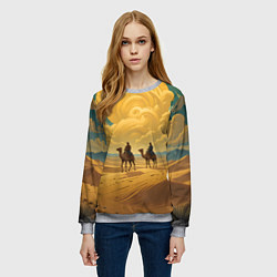 Свитшот женский В пустыне на верблюдах, цвет: 3D-меланж — фото 2