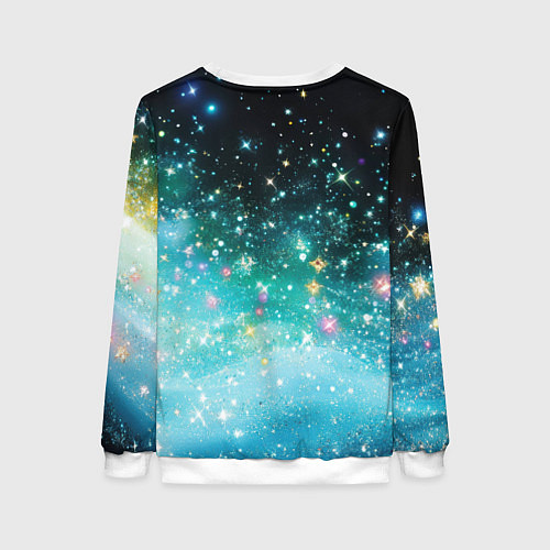 Женский свитшот Бирюзовые блестки фон / 3D-Белый – фото 2