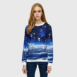Свитшот женский Космический синий абстрактный фон - текстура, цвет: 3D-белый — фото 2