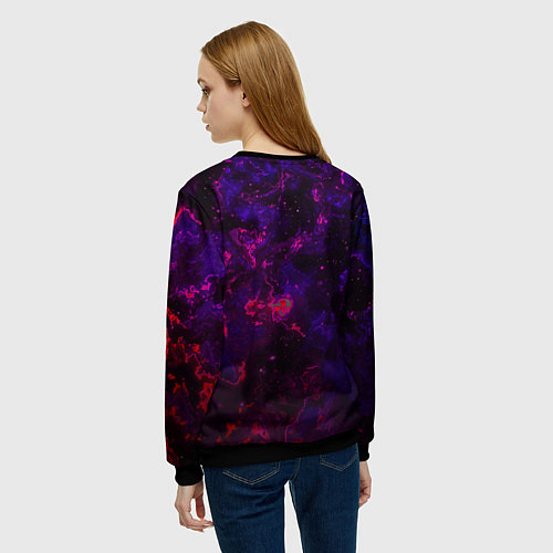 Женский свитшот Космонавт в пылающем космосе / 3D-Черный – фото 4