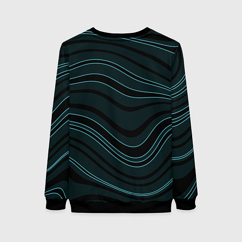 Женский свитшот Тёмный синий волнистые полосы / 3D-Черный – фото 2