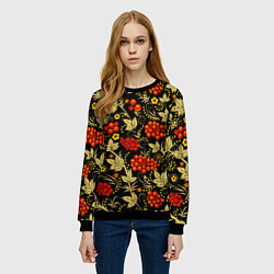 Свитшот женский Русский узор с позолотой, цвет: 3D-черный — фото 2