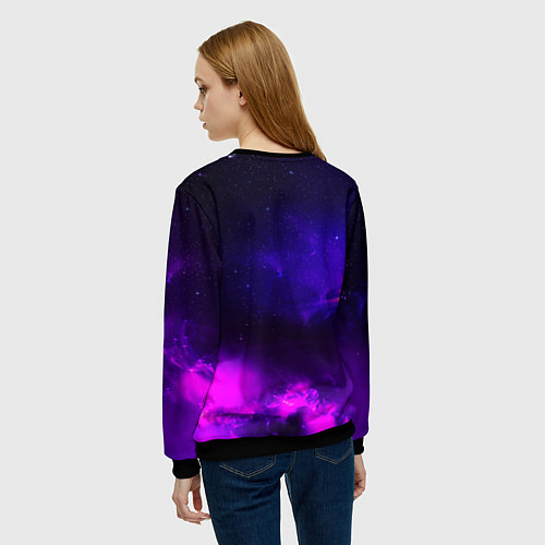Женский свитшот Космонавт в неоновых облаках / 3D-Черный – фото 4