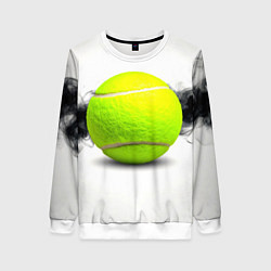 Свитшот женский Теннисный мяч и черный дым, цвет: 3D-белый