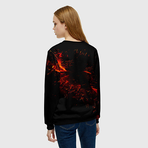 Женский свитшот Теннисный мяч в огне / 3D-Черный – фото 4