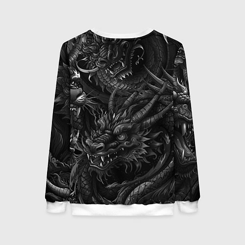 Женский свитшот Японский дракон татуировка / 3D-Белый – фото 2