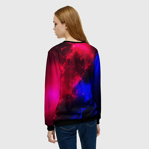 Женский свитшот Космонавт в пламени / 3D-Черный – фото 4