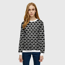 Свитшот женский Кольчуга крупная - паттерн, цвет: 3D-белый — фото 2