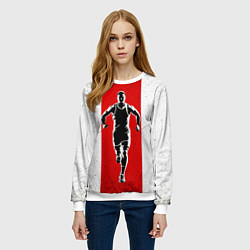 Свитшот женский Легкоатлет на красно-белом, цвет: 3D-белый — фото 2