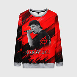 Свитшот женский Юрий Хой красно-черный фон, цвет: 3D-меланж