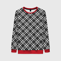 Свитшот женский Косая черно белая клетка, цвет: 3D-красный