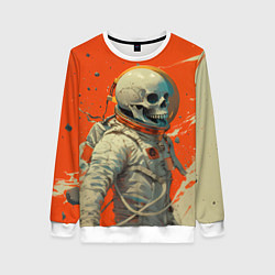 Женский свитшот Скелет космонавт и краска на фоне