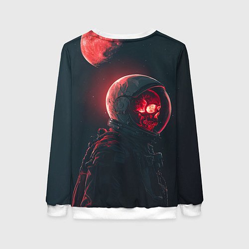Женский свитшот Череп космонавта в красном свете / 3D-Белый – фото 2