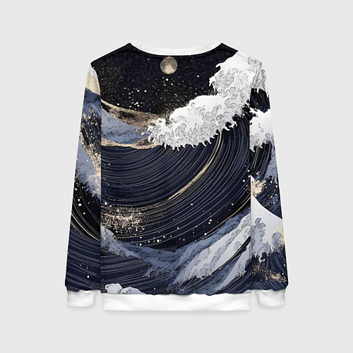 Женский свитшот Волны моря с блестками / 3D-Белый – фото 2