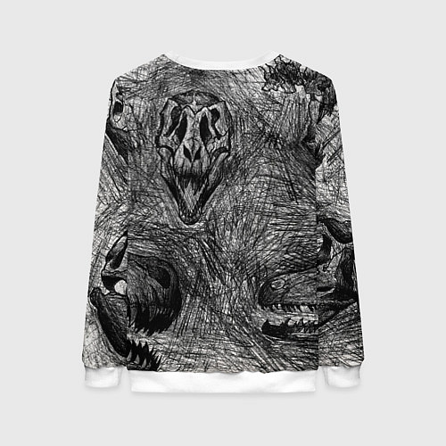 Женский свитшот Черепа динозавров - эскиз / 3D-Белый – фото 2