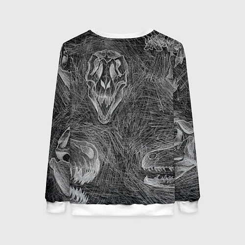 Женский свитшот Черепа динозавров - эскиз / 3D-Белый – фото 2