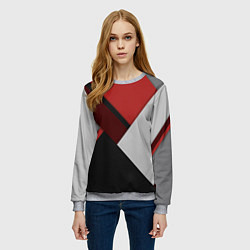 Свитшот женский Color black red grey, цвет: 3D-меланж — фото 2