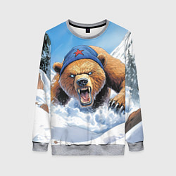 Свитшот женский Злой русский медведь, цвет: 3D-меланж
