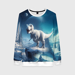 Свитшот женский Снежный динозавр - история вымирания, цвет: 3D-белый