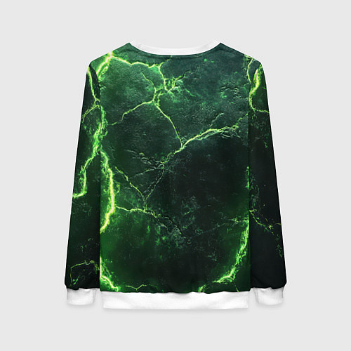 Женский свитшот Россия огненный текст на зеленом / 3D-Белый – фото 2