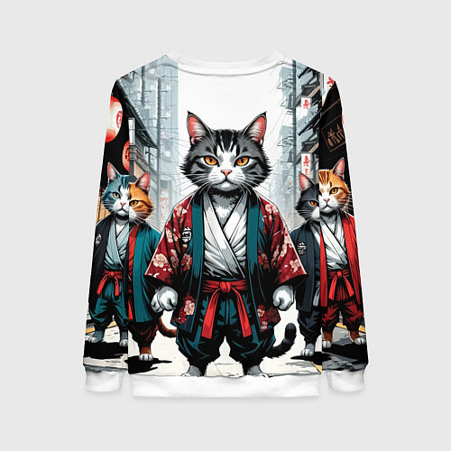 Женский свитшот Коты якудза / 3D-Белый – фото 2